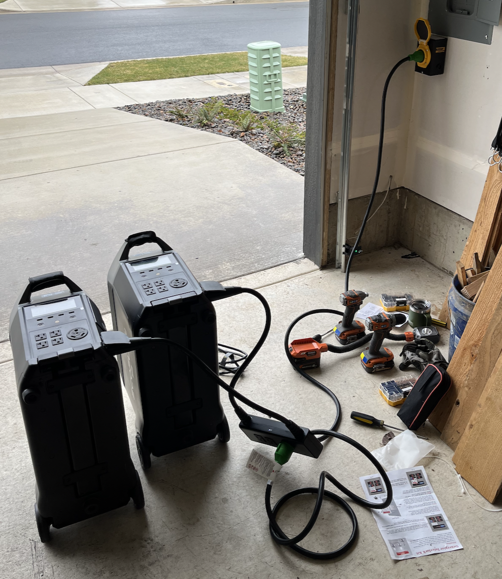 image of two EcoFlow Delta Pros powering house