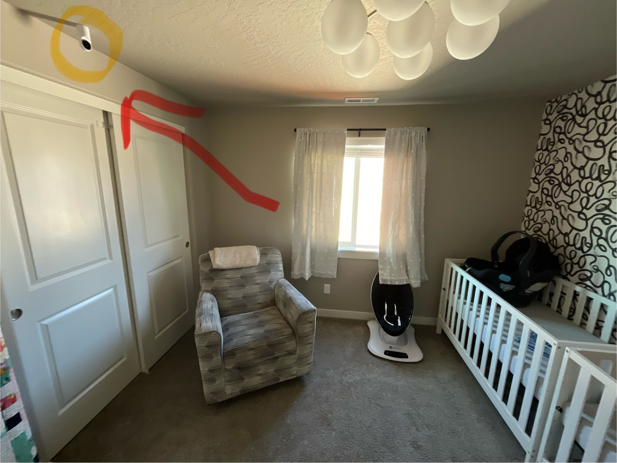 Wide view of the baby's room with the camera