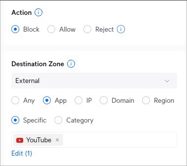 Block YouTube with a firewall rule